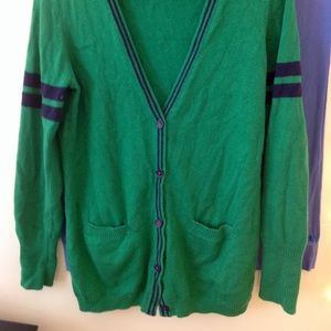 Green and navy cardigan